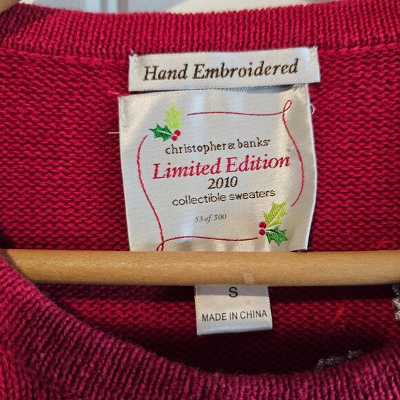 Christmas Sweater Women Small Red Beaded Winter Scene Family Holiday Party Retro - Picture 7 of 11